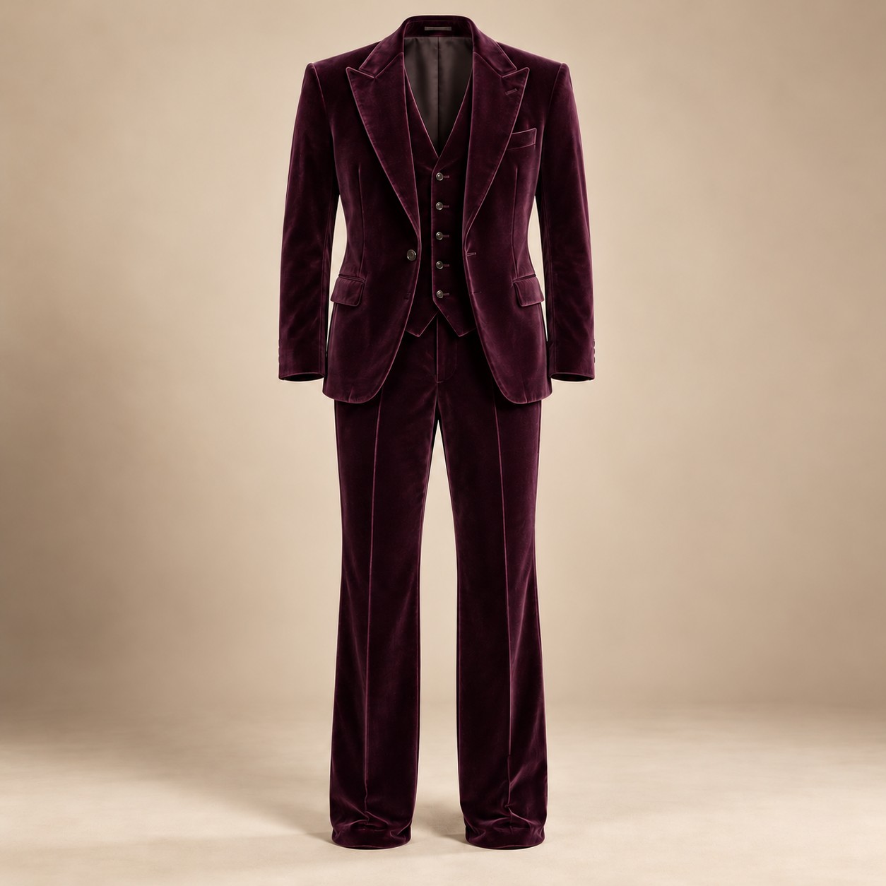 Aubergine Aubergine Three-Piece Suit, full front view