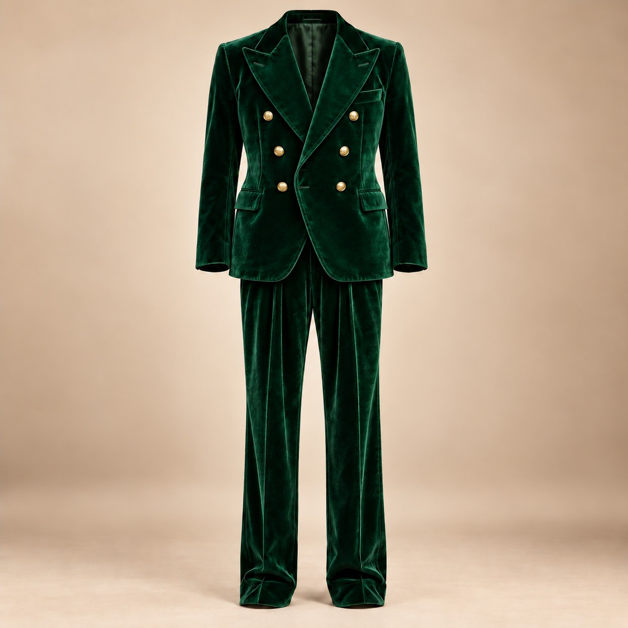 Deep Emerald Jade Double-Breasted Suit, full front view